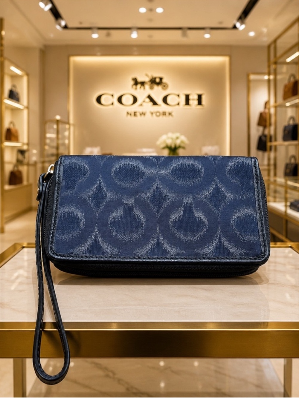 Coach denim blue Signature Canvas Wristlet Wallet - Picture 3 of 8
